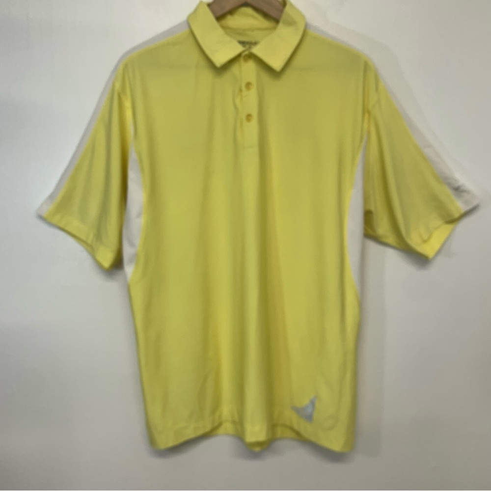 Nike Golf Dri Fit Polo Shirt Men Medium Yellow Swoosh Stretch Activewear Travel